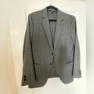Banana Republic Smart-Weight Wool Slim Fit Blend Blazer Gray Plaid - 42R